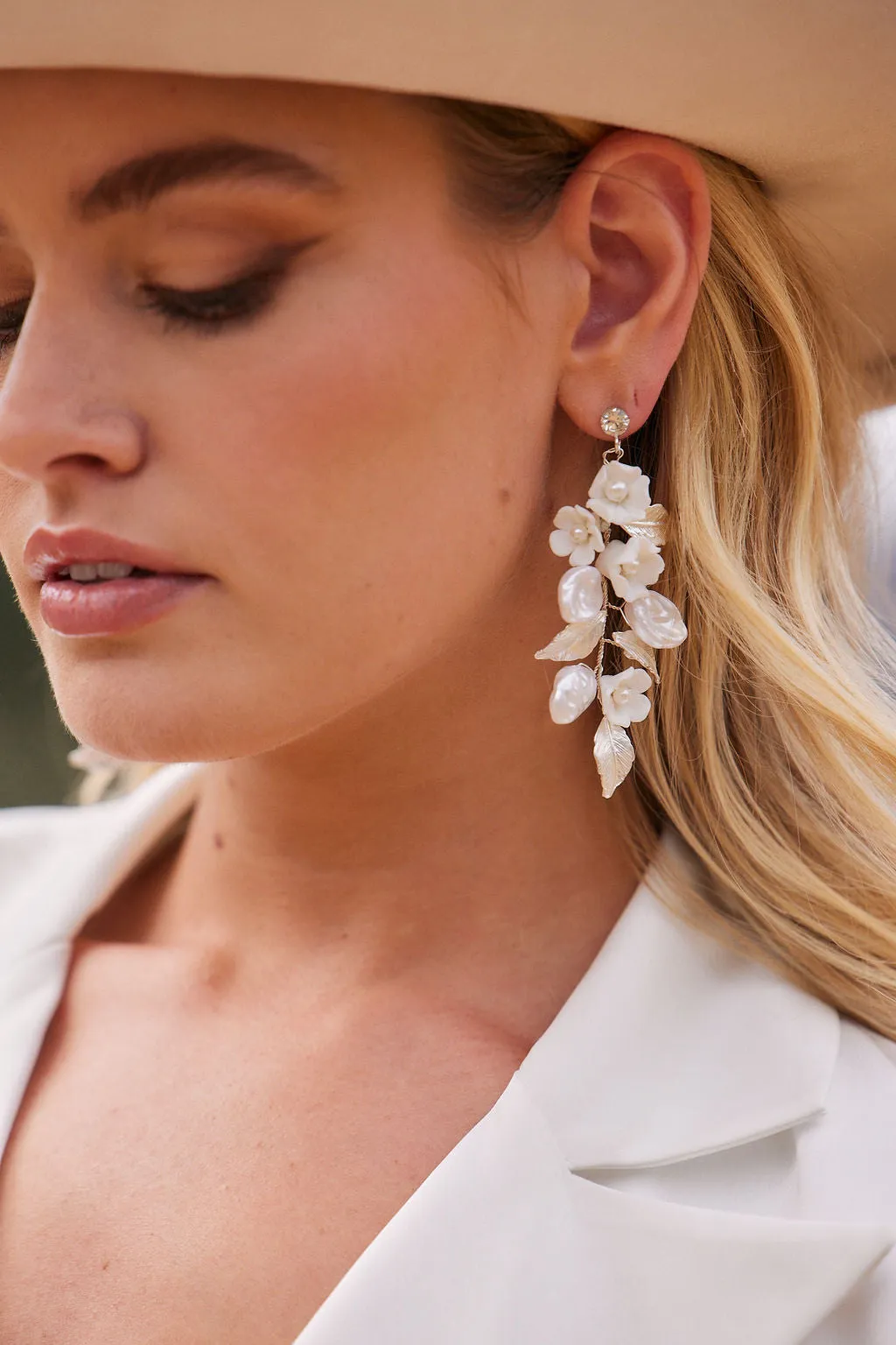 Nat White and Silver Flower Earrings sold by 12th Tribe product image thumbnail 2