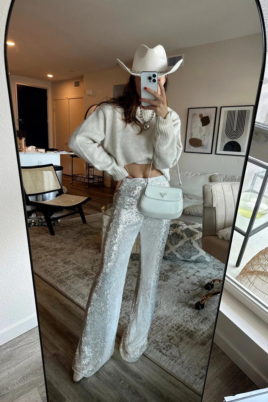 Genevieve White Sequin Trousers sold by 12th Tribe product image thumbnail 2