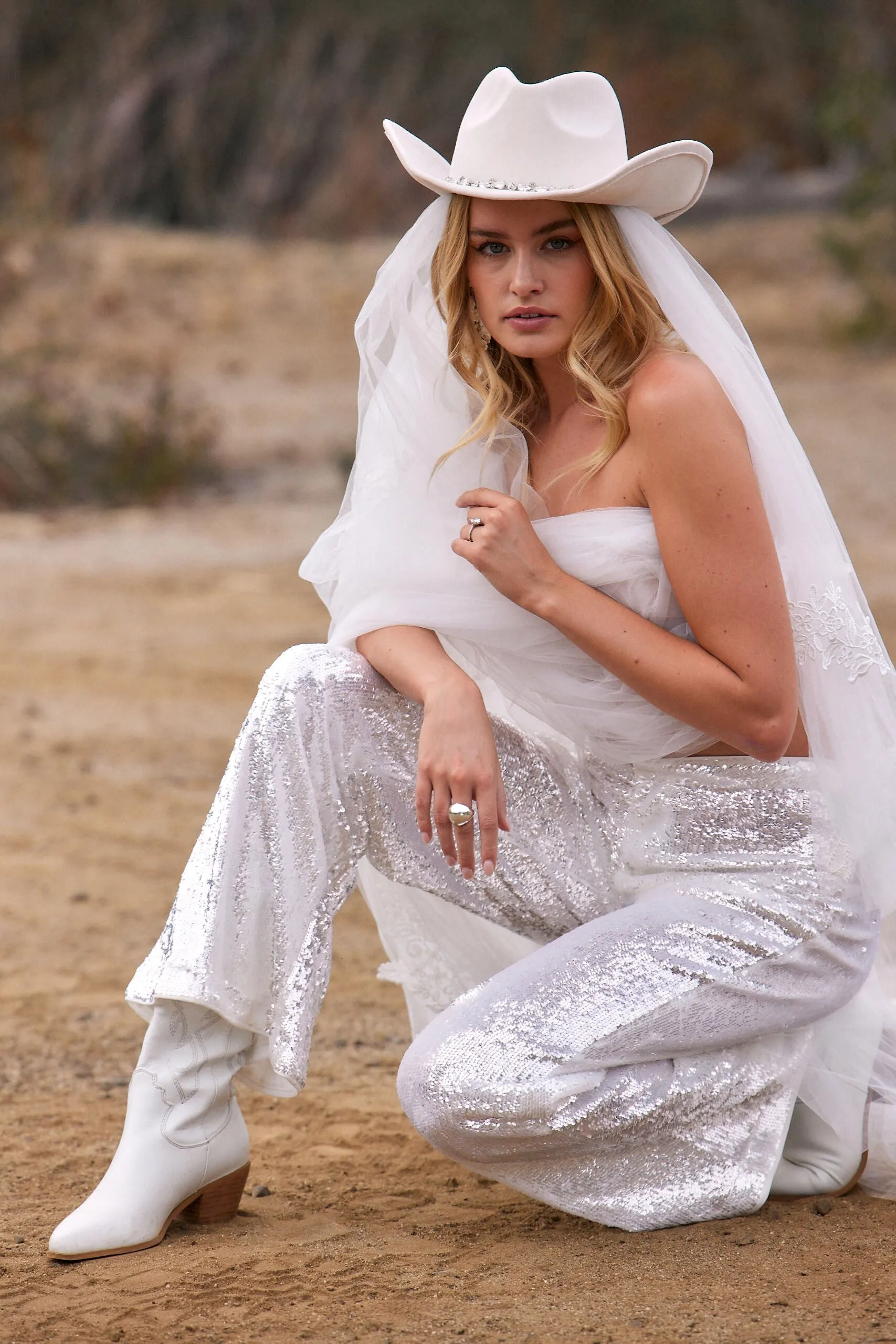 Genevieve White Sequin Trousers sold by 12th Tribe product image thumbnail 3