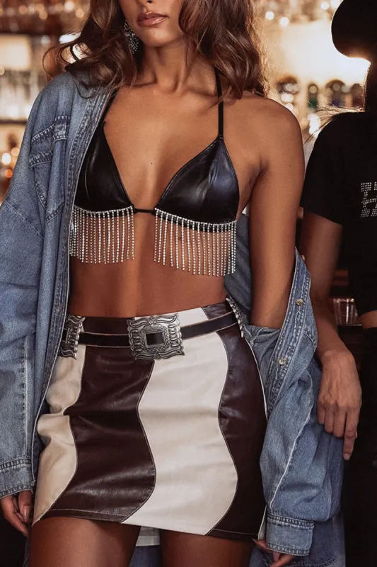 Cammie Black Rhinestone Bra sold by 12th Tribe