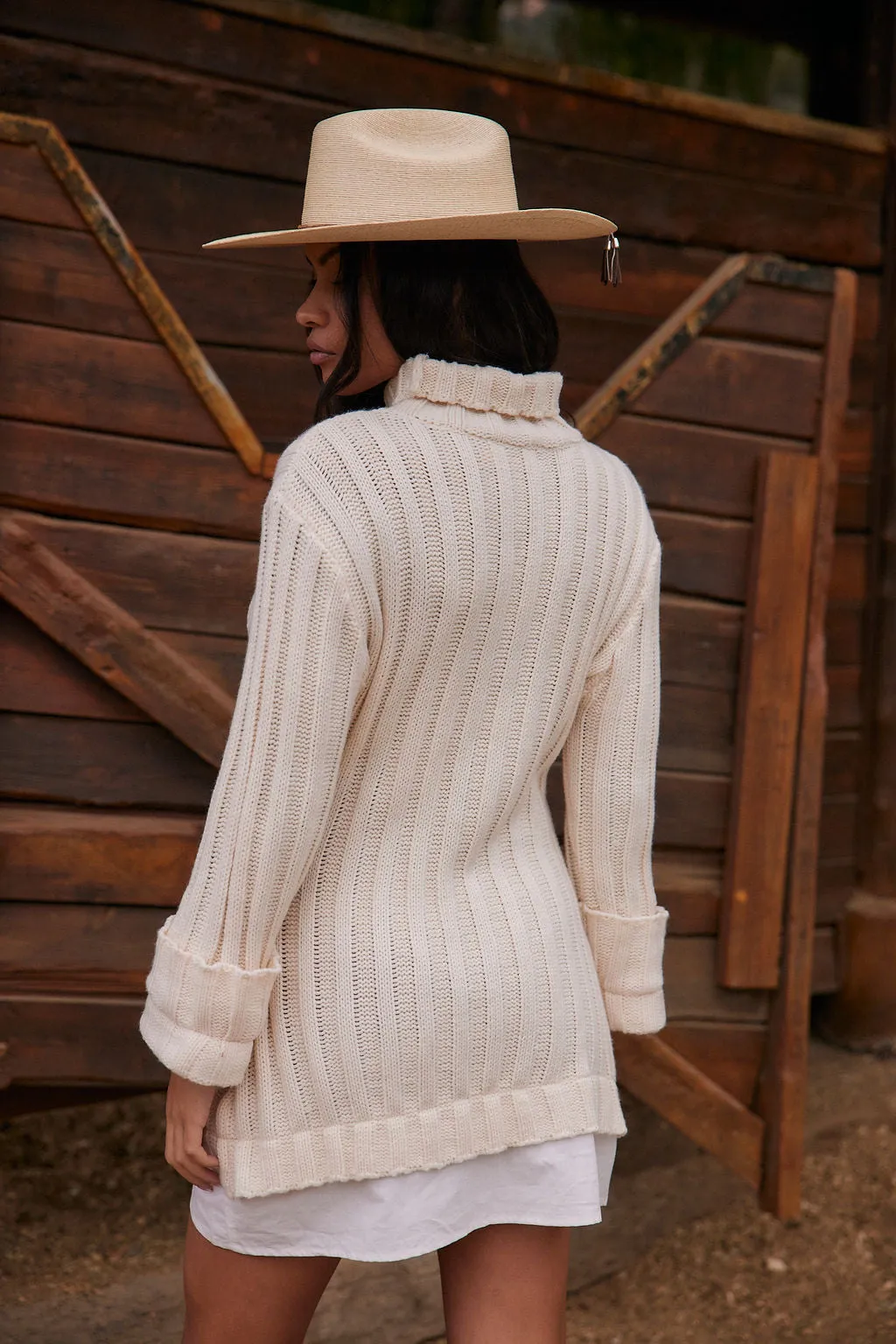 Allison White Long Sleeve Knit Mini Dress sold by 12th Tribe product image thumbnail 2