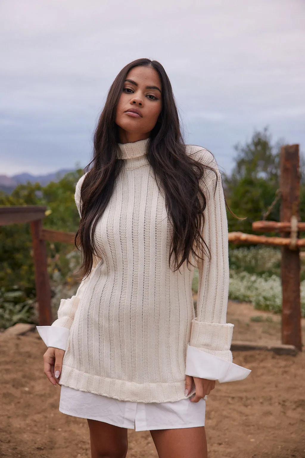 Allison White Long Sleeve Knit Mini Dress sold by 12th Tribe product image thumbnail 5