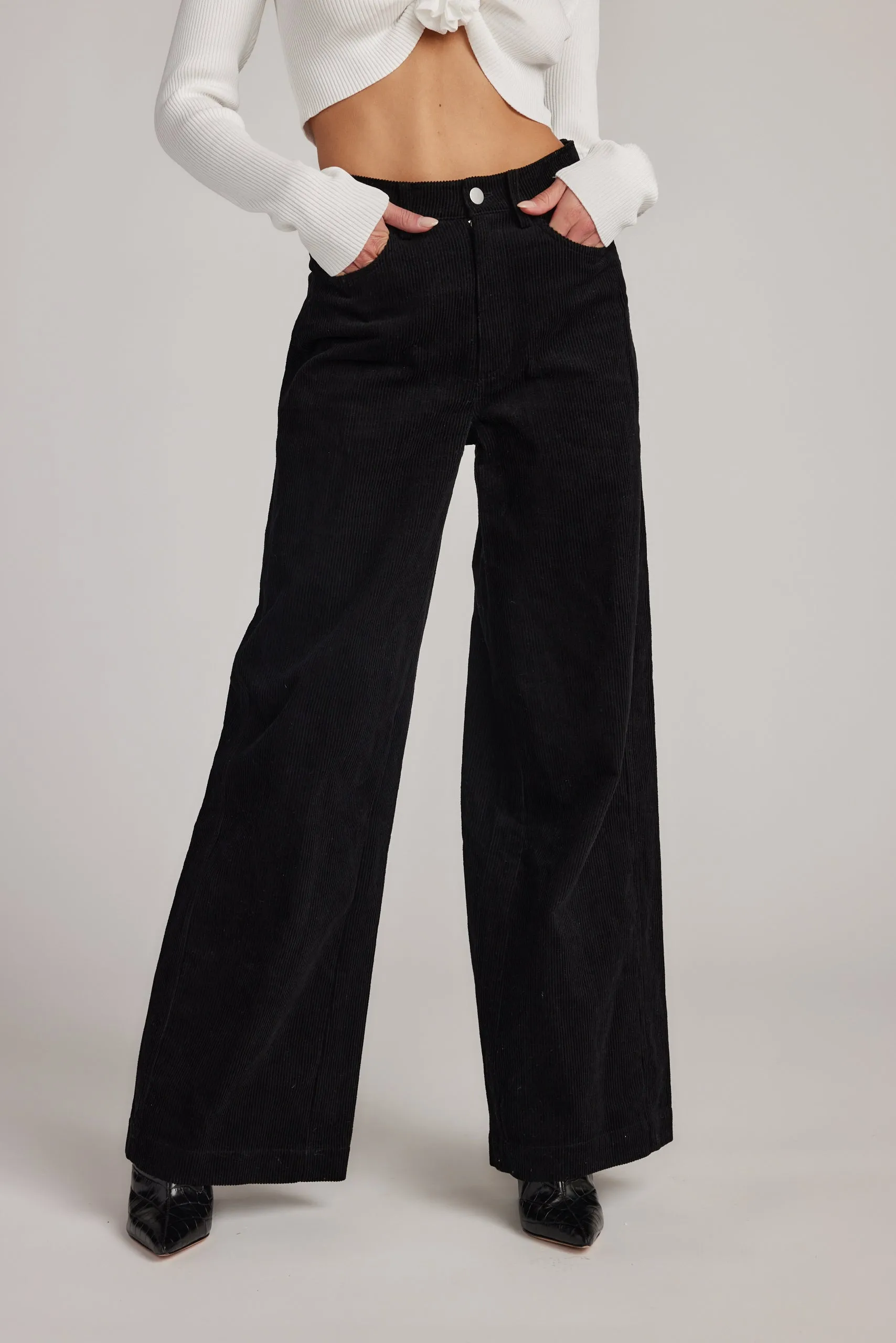 Clarence Black Corduroy Pants sold by 12th Tribe
