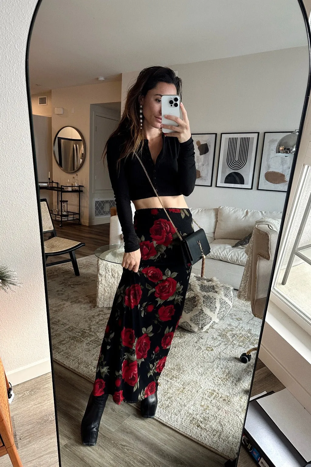 Julia Red Rose Mesh Maxi Skirt sold by 12th Tribe product image thumbnail 5