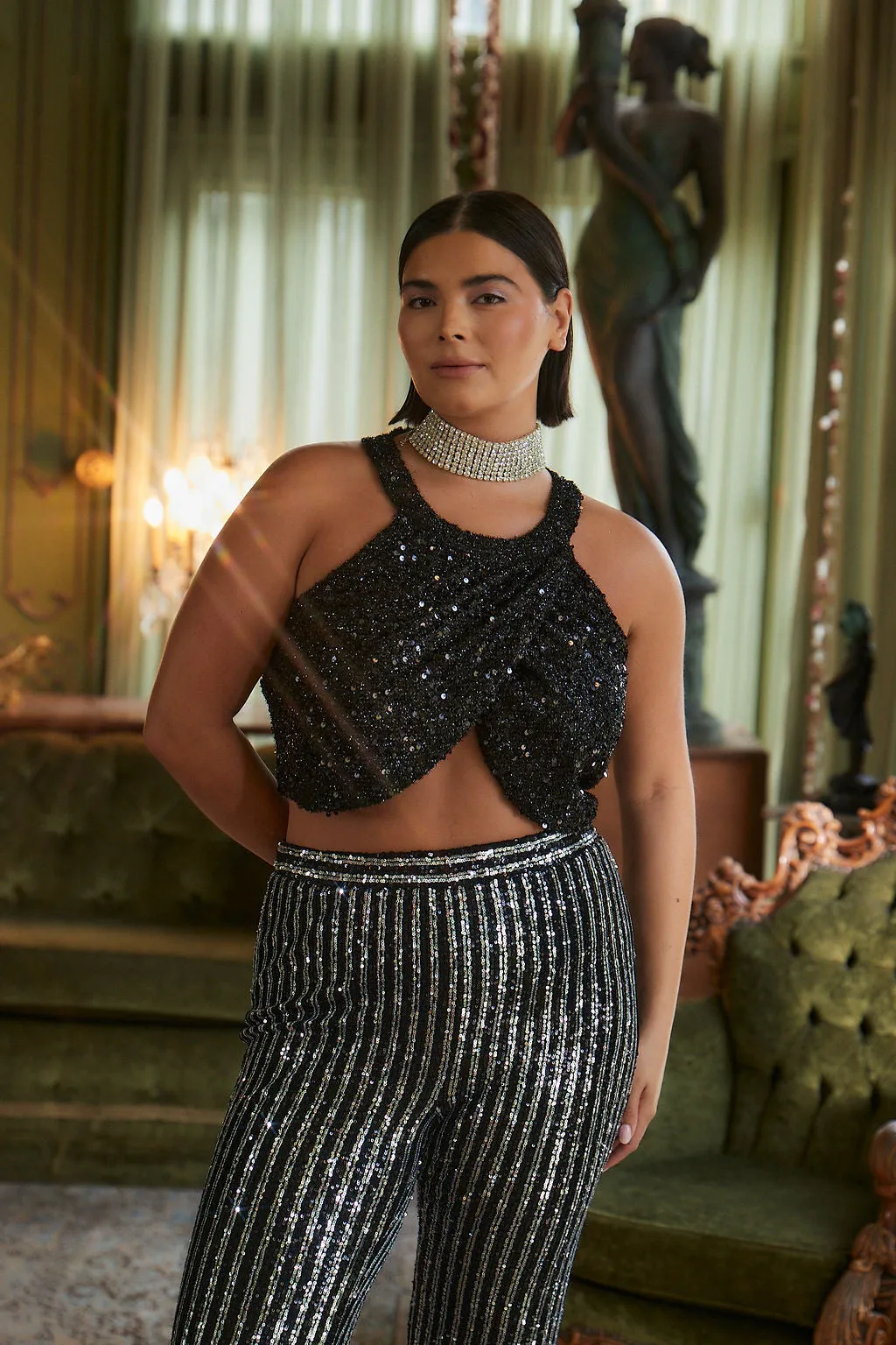 Caress Sleeveless Black Sequin Top sold by 12th Tribe product image thumbnail 2