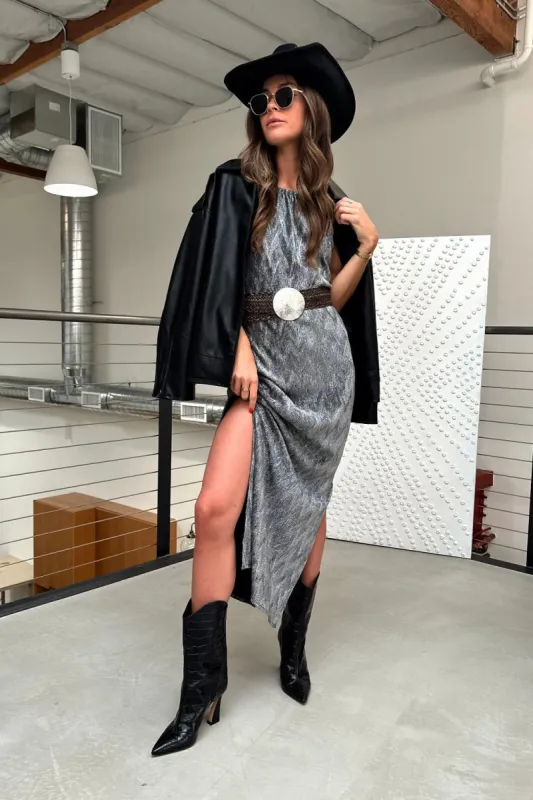 Regal Silver Maxi Dress made by 12th Tribe