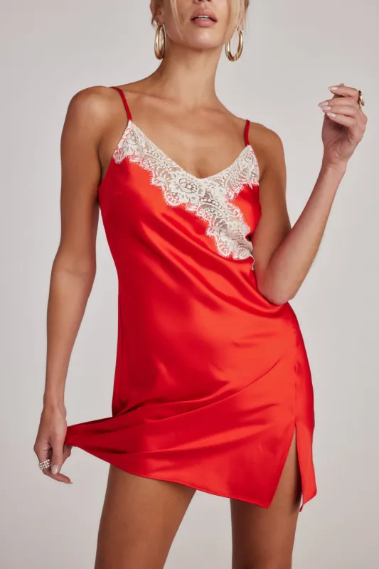 Andi Red Satin Mini Dress sold by 12th Tribe