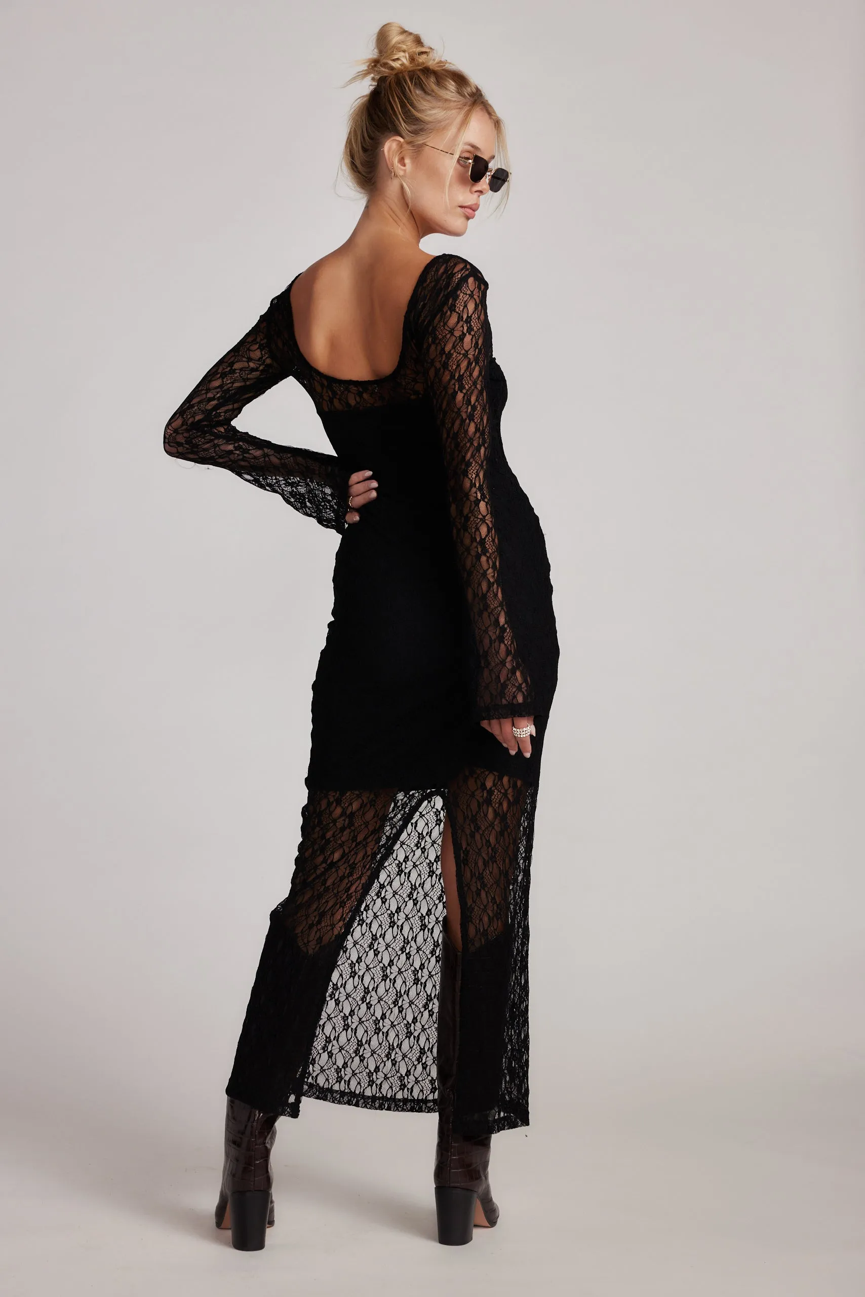 Jules Black Lace Maxi Dress sold by 12th Tribe product image thumbnail 2