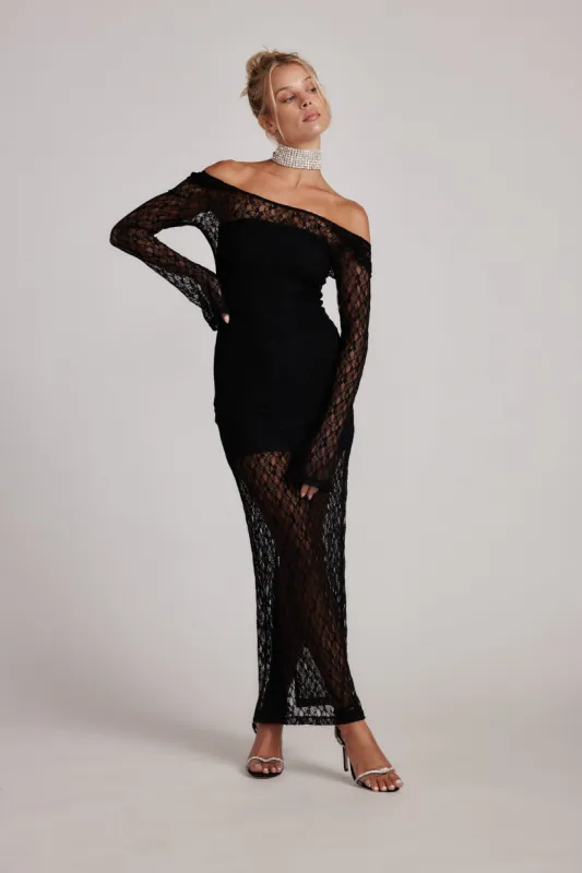 Jules Black Lace Maxi Dress sold by 12th Tribe