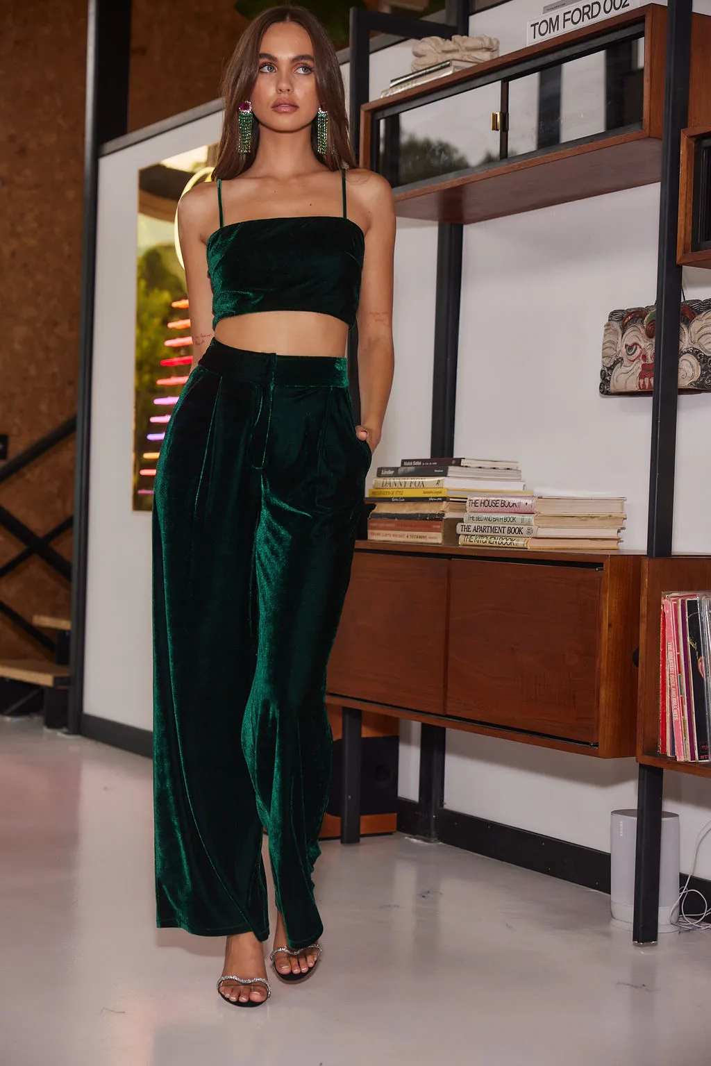Rhea Emerald Velvet Crop Top sold by 12th Tribe product image thumbnail 4