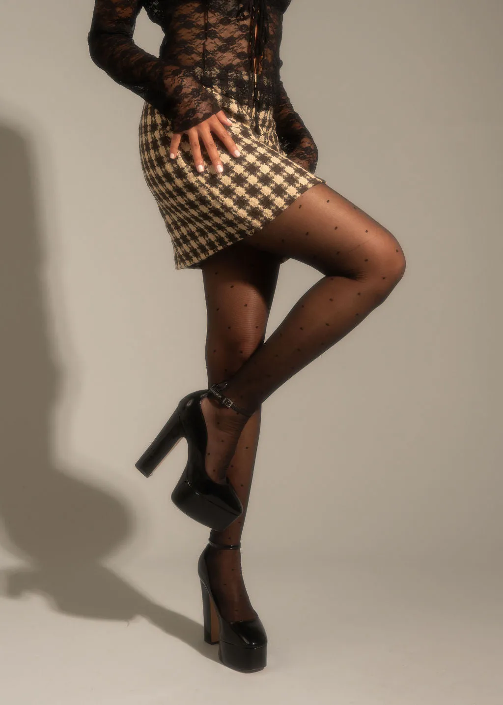 Black Polka Dot Tights sold by 12th Tribe product image thumbnail 4