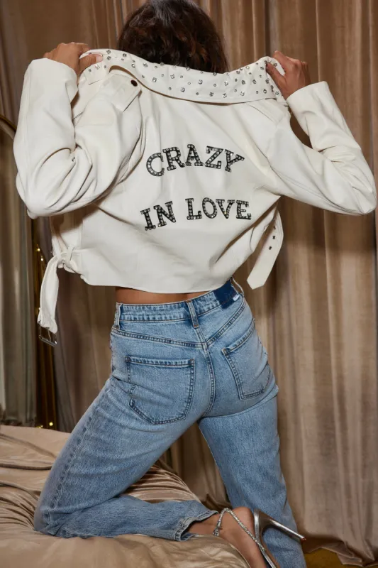 Crazy In Love Ivory Faux Leather Jacket sold by 12th Tribe