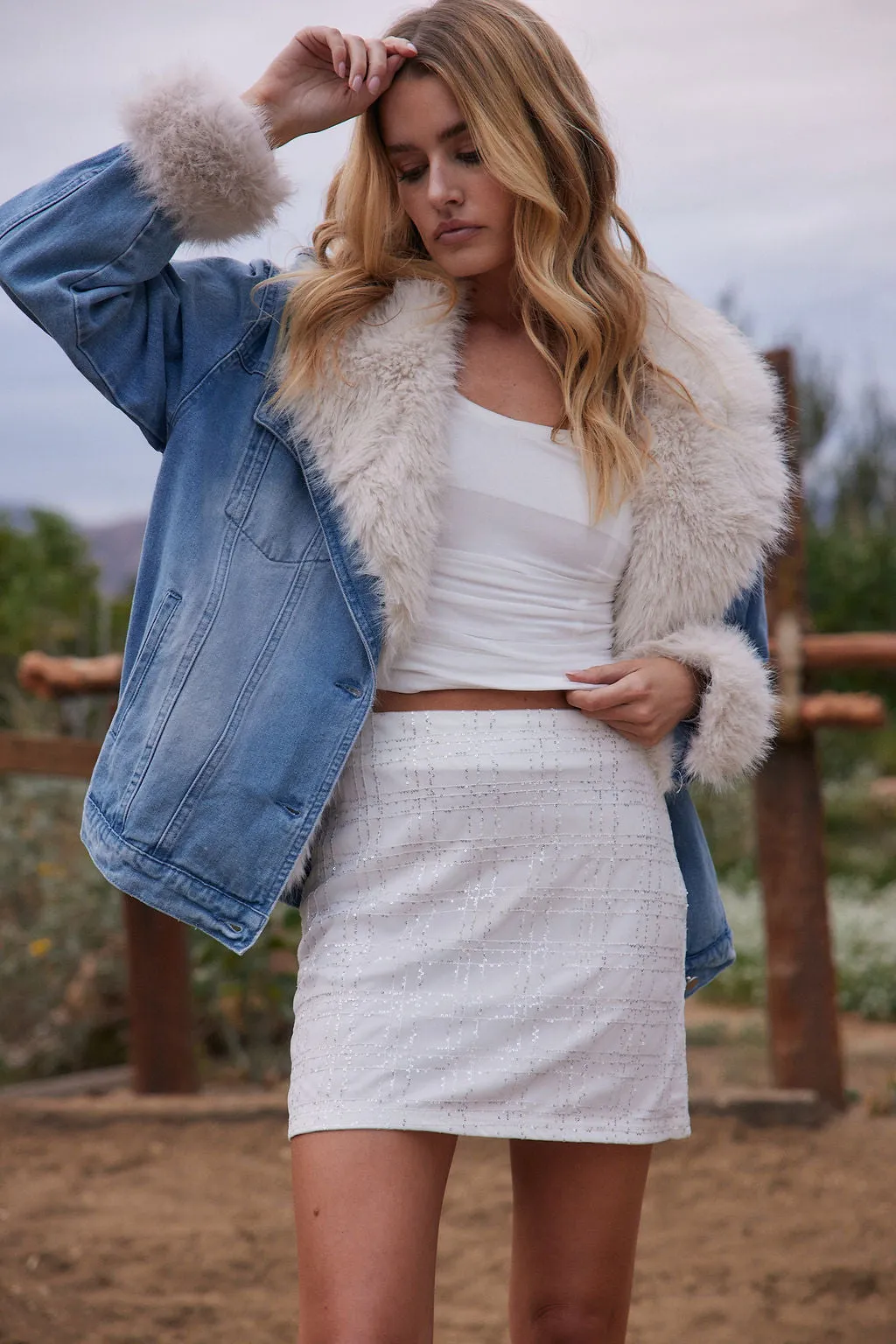 Brie White Sequin Mini Skirt sold by 12th Tribe product image thumbnail 3