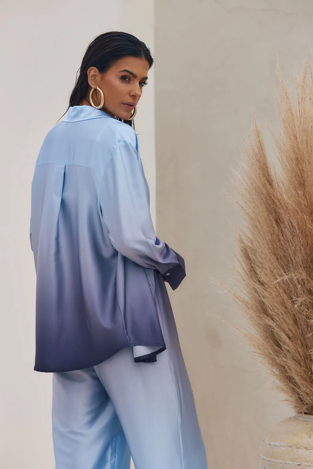 Blue Lagoon Ombre Button Down Shirt sold by 12th Tribe product image thumbnail 2