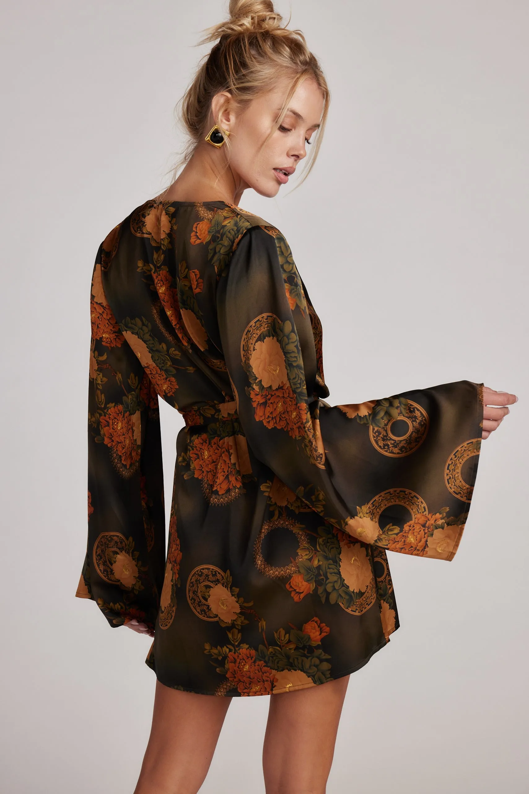 Gold Standard Olive Floral Kimono Dress sold by 12th Tribe product image thumbnail 2