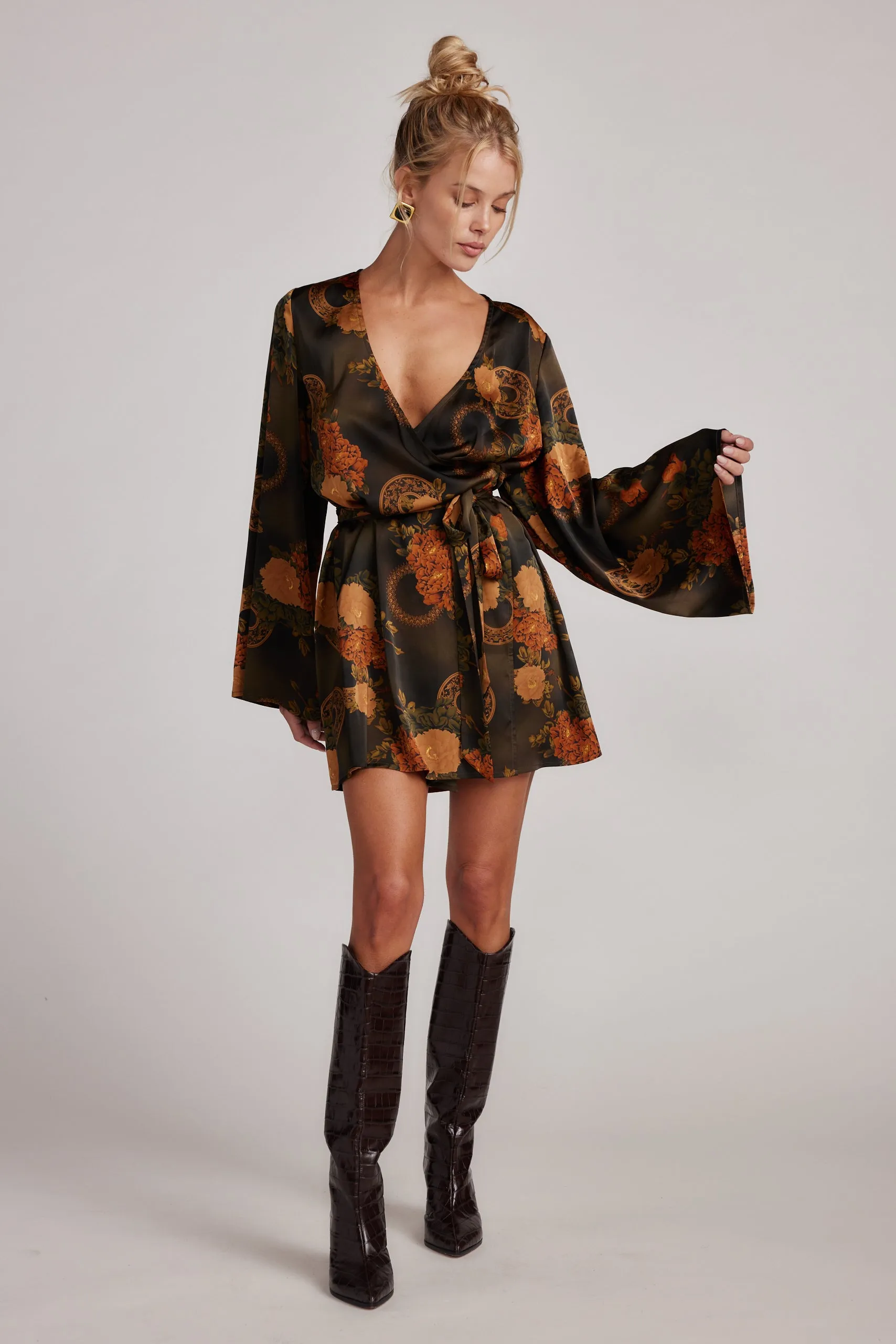 Gold Standard Olive Floral Kimono Dress sold by 12th Tribe product image thumbnail 3