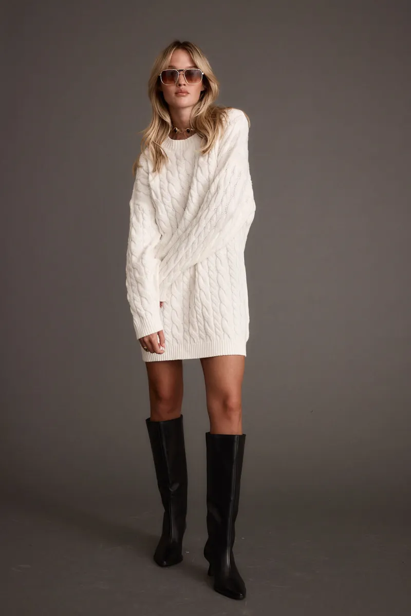Beck Cable Knit Mini Sweater Dress sold by 12th Tribe