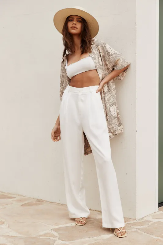 Jaxon White Wide Leg Trousers sold by 12th Tribe