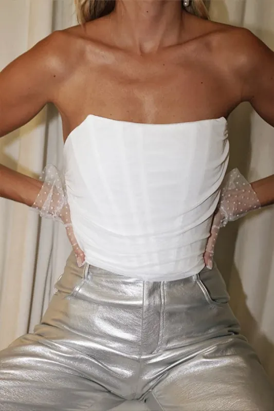 Lulu White Mesh Corset Top sold by 12th Tribe