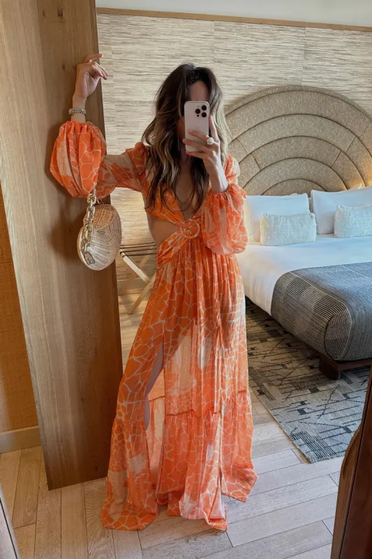Daphnie Orange Maxi Dress sold by 12th Tribe