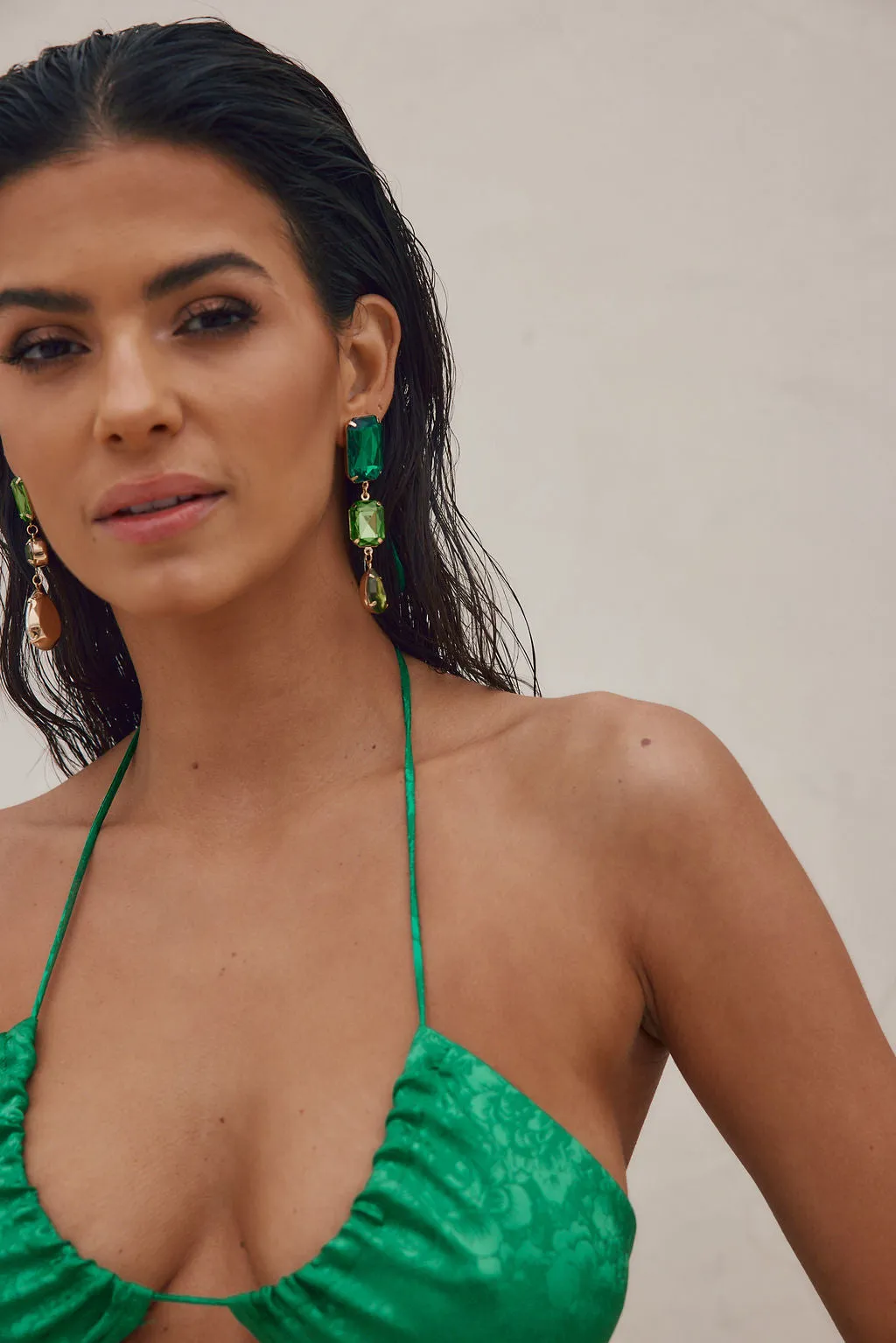 Arielle Emerald Rhinestone Drop Earrings sold by 12th Tribe product image thumbnail 4