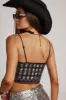 Dynamo Black Sequin Crop Top sold by 12th Tribe