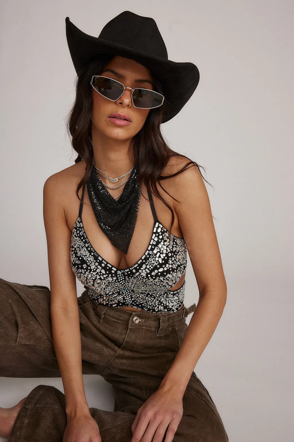 Ryder Black Chainmail Neck Scarf sold by 12th Tribe product image thumbnail 4