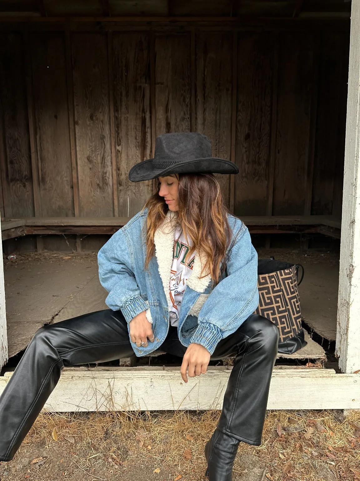 Kenzie Denim and Sherpa Jacket sold by 12th Tribe product image thumbnail 4