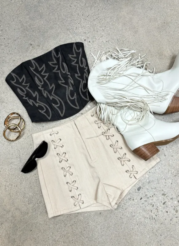 Cobain Ivory Lace Shorts sold by 12th Tribe