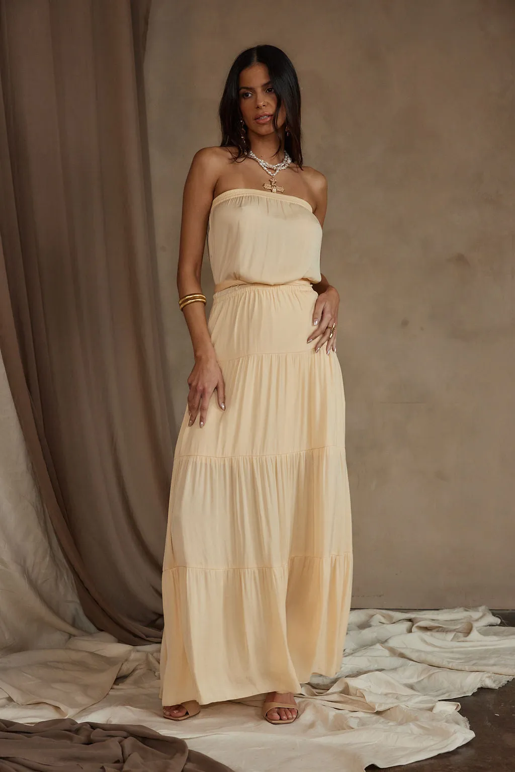 Luna Yellow Strapless Maxi Dress sold by 12th Tribe product image thumbnail 4