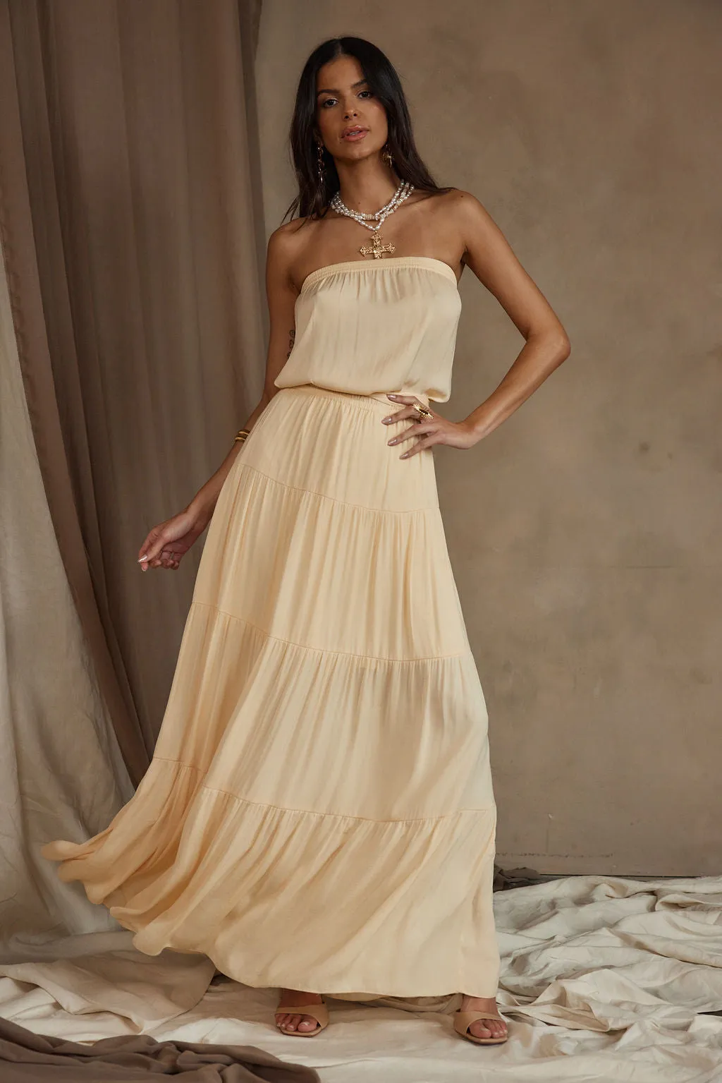 Luna Yellow Strapless Maxi Dress sold by 12th Tribe product image thumbnail 5