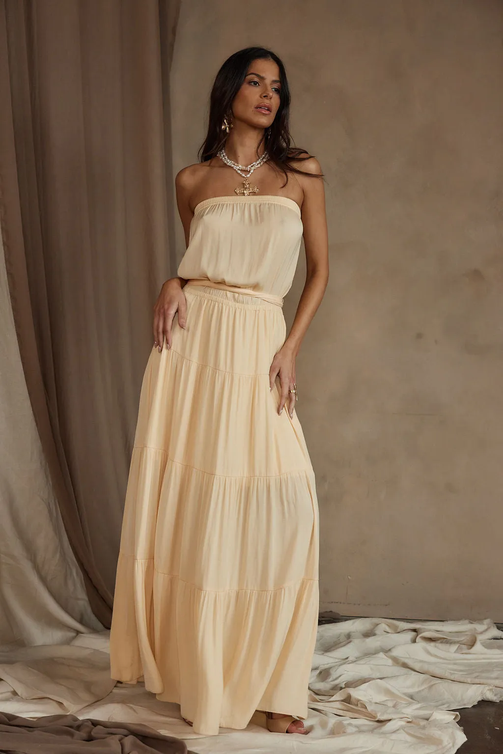 Luna Yellow Strapless Maxi Dress sold by 12th Tribe product image thumbnail 3