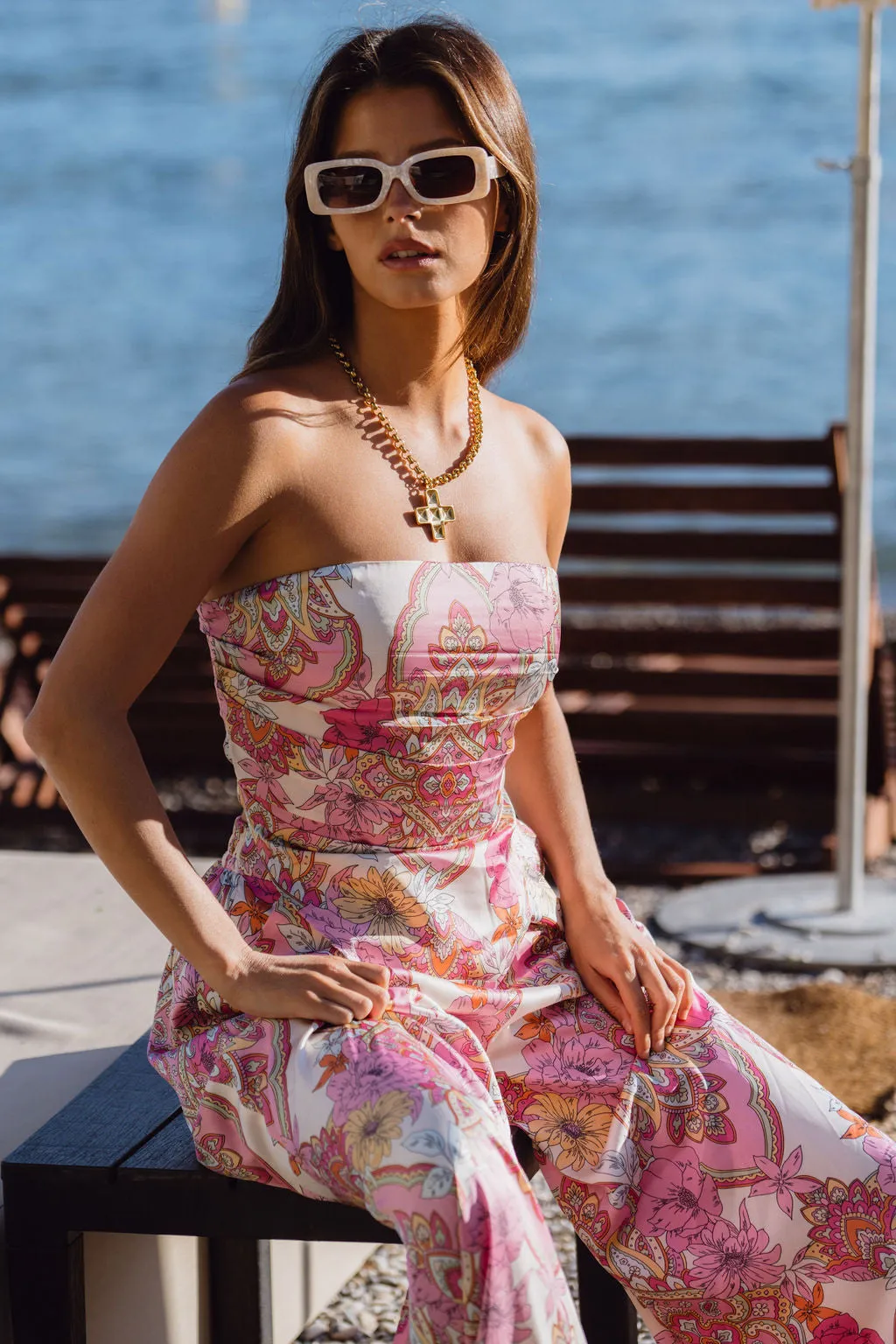 Marigold Pink Paisley Strapless Top sold by 12th Tribe product image thumbnail 2