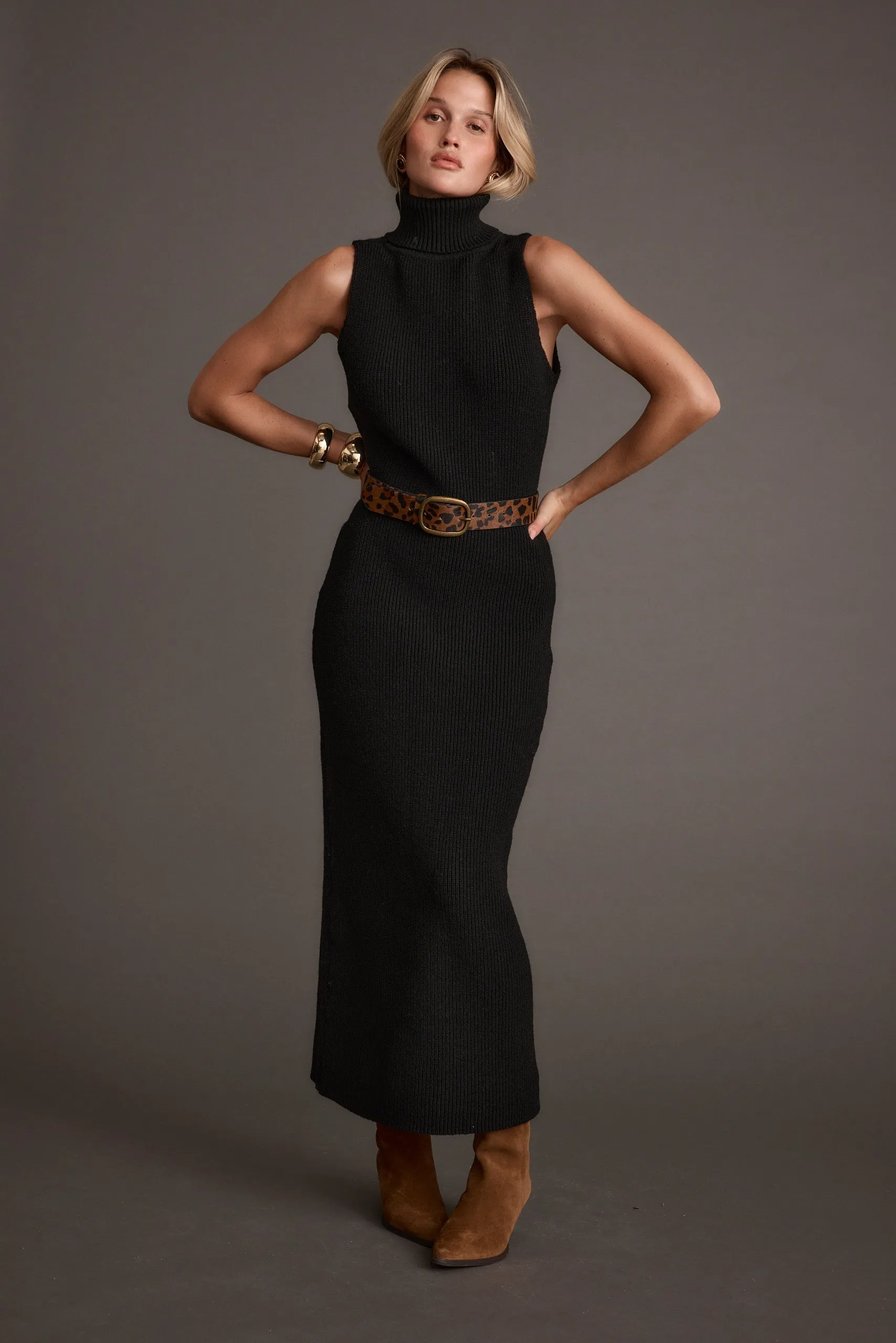 Monique Black Sleeveless Sweater Maxi Dress sold by 12th Tribe