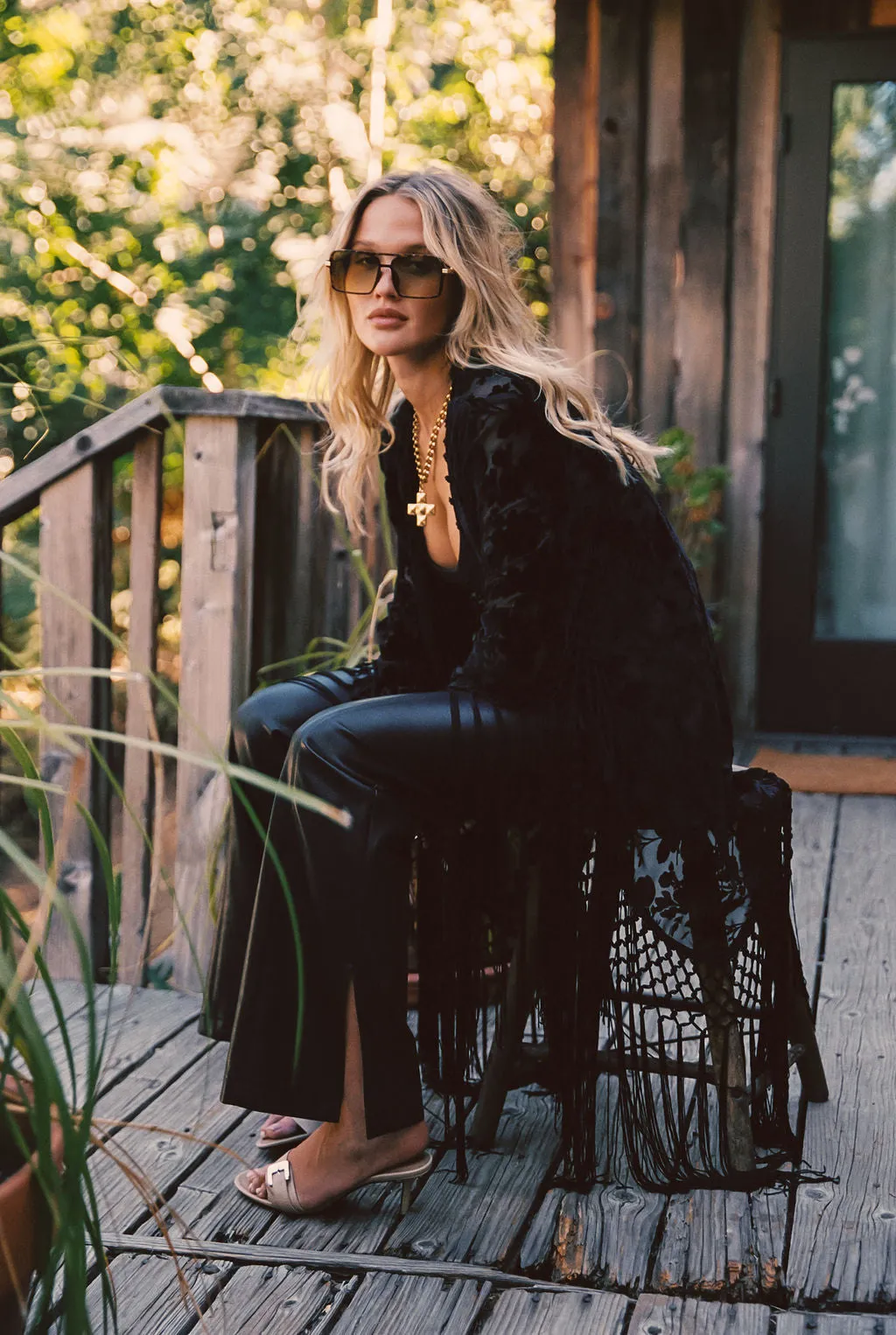 Stone Black Velvet Burnout Kimono sold by 12th Tribe product image thumbnail 2