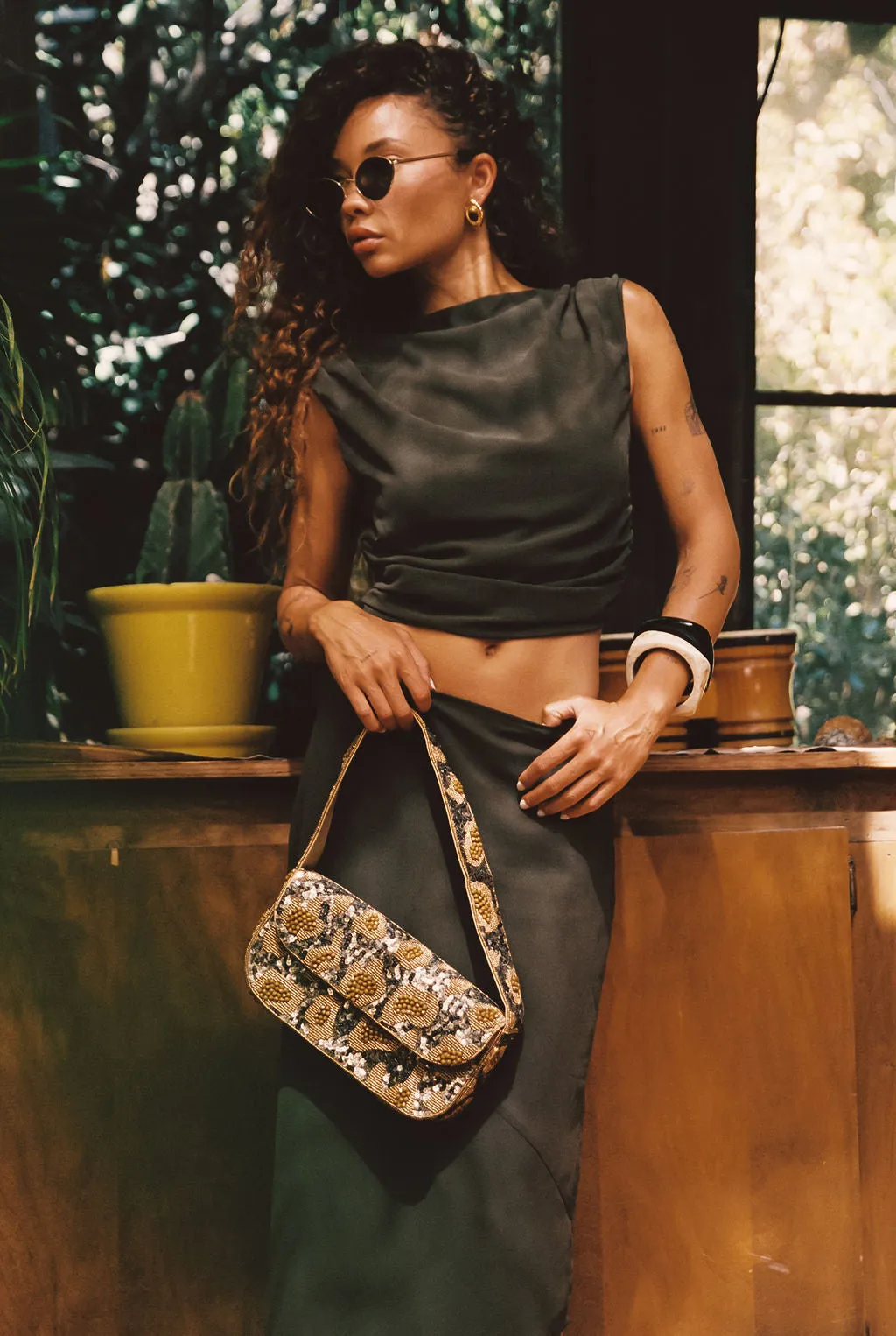 Mila Olive Maxi Skirt sold by 12th Tribe product image thumbnail 4