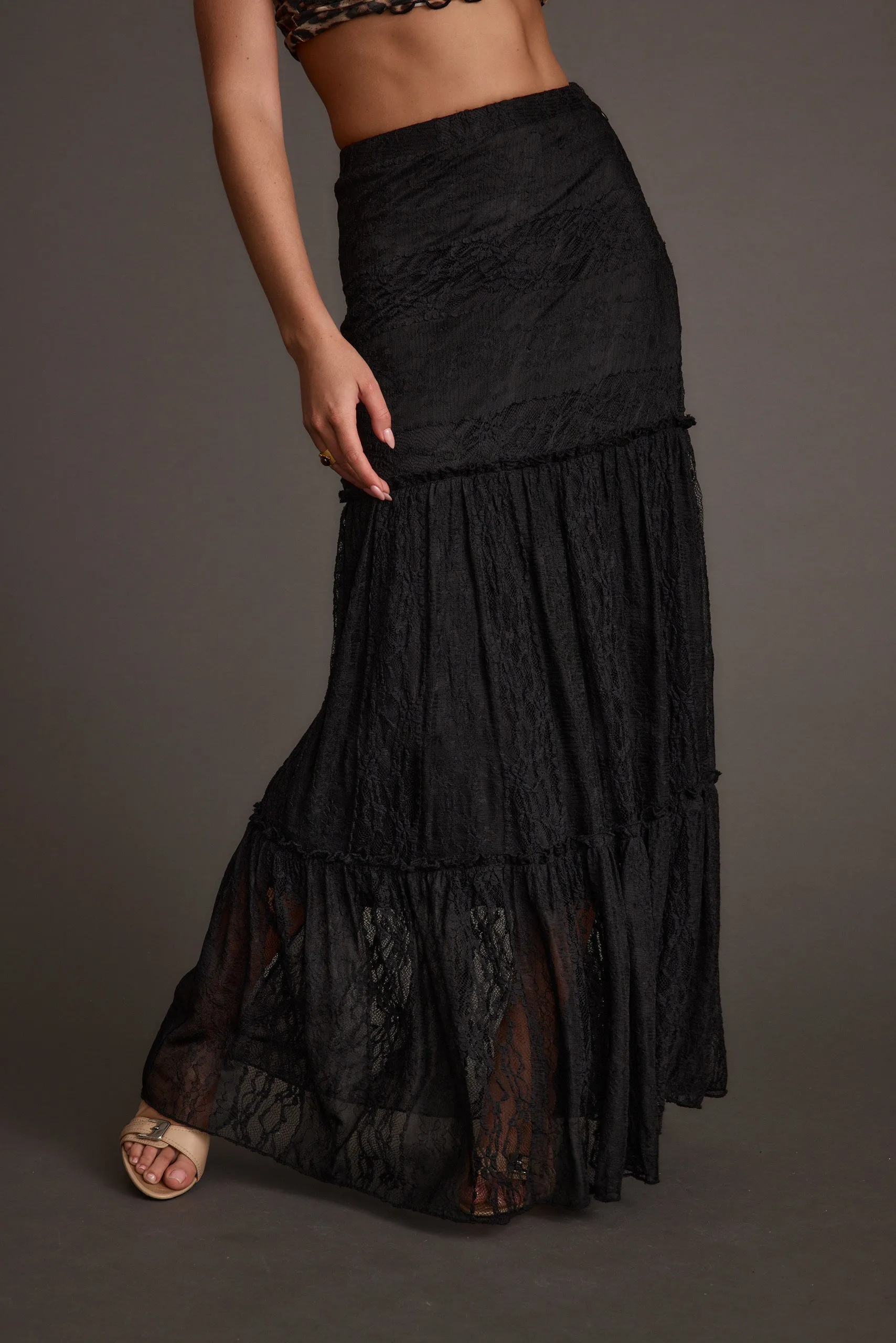 Poppy Black Lace Maxi Skirt sold by 12th Tribe product image thumbnail 4