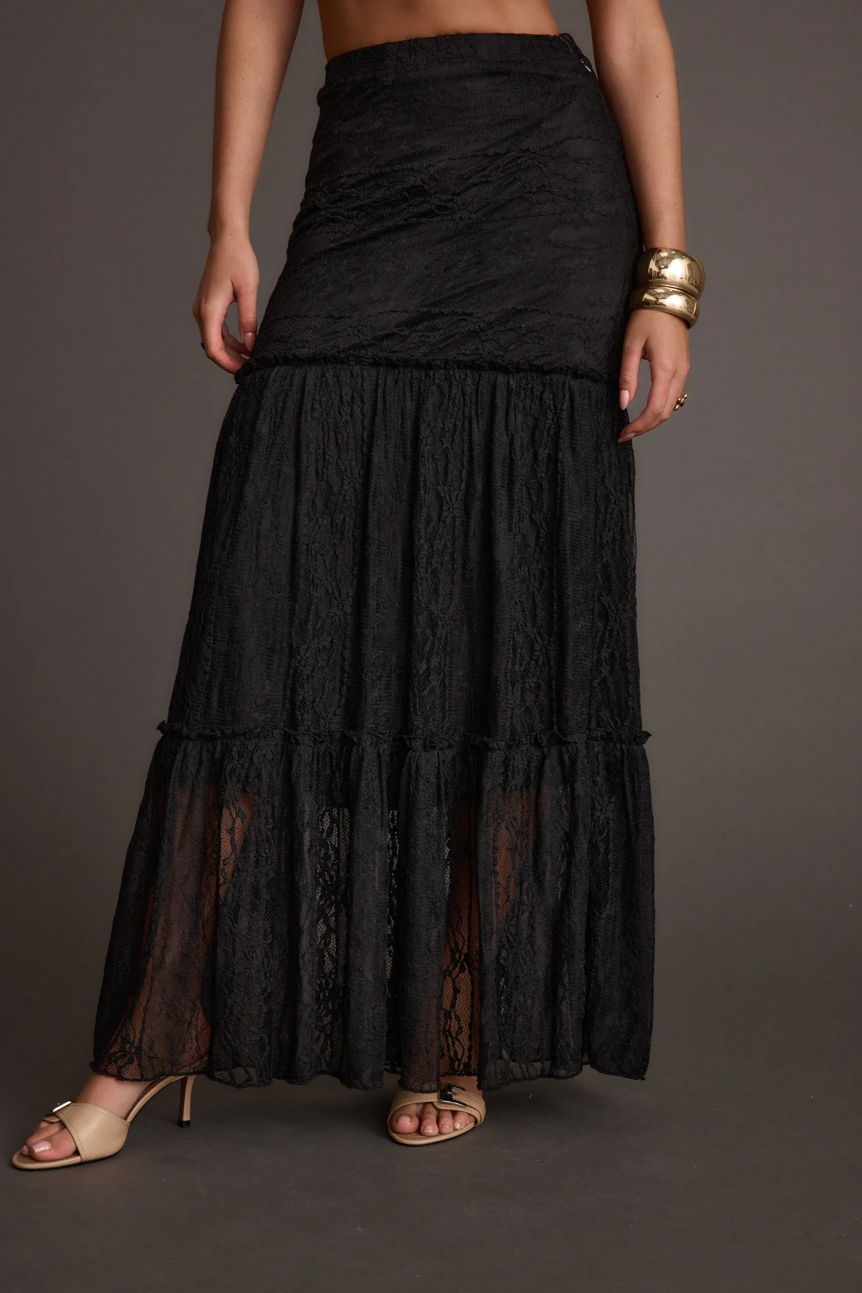 Poppy Black Lace Maxi Skirt sold by 12th Tribe product image thumbnail 5