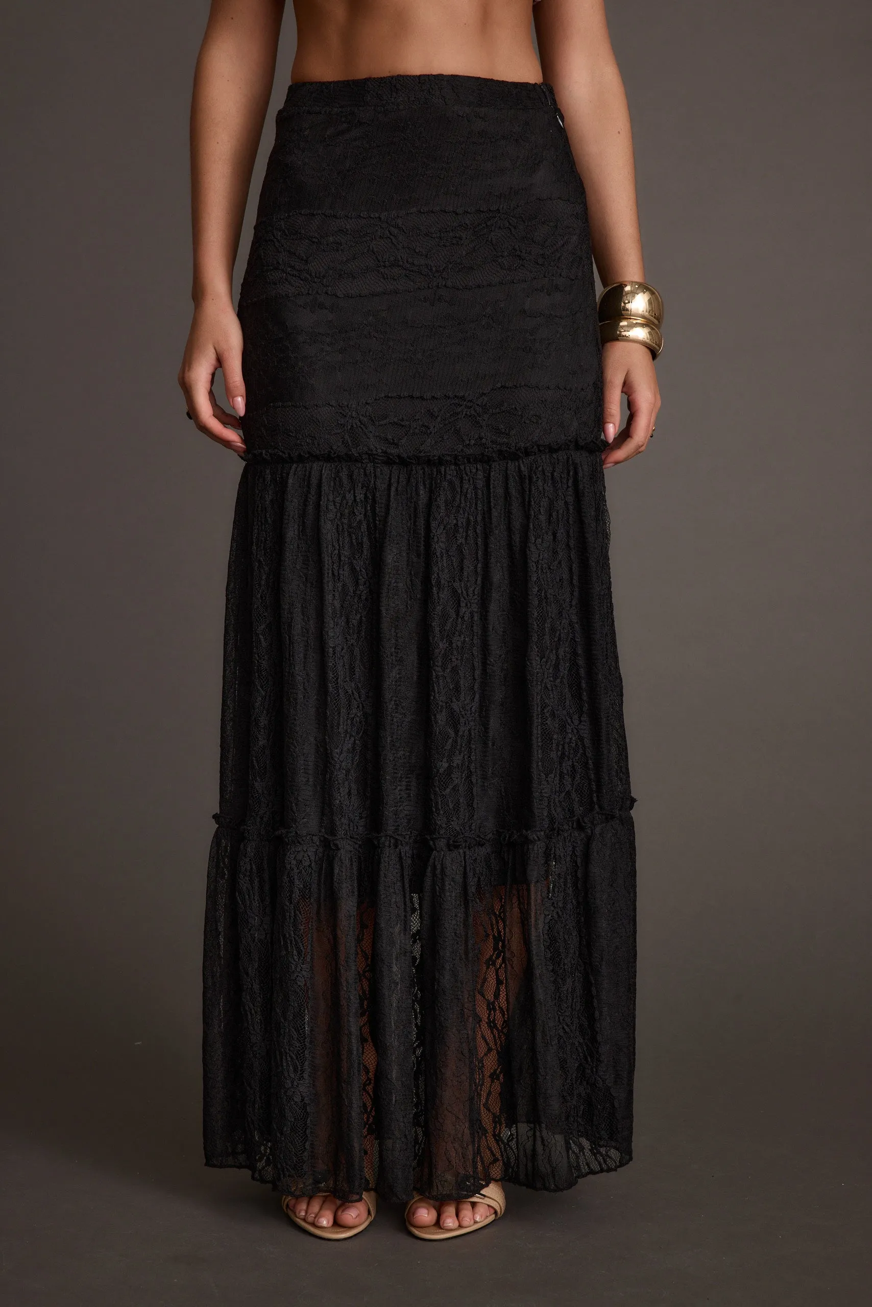 Poppy Black Lace Maxi Skirt sold by 12th Tribe