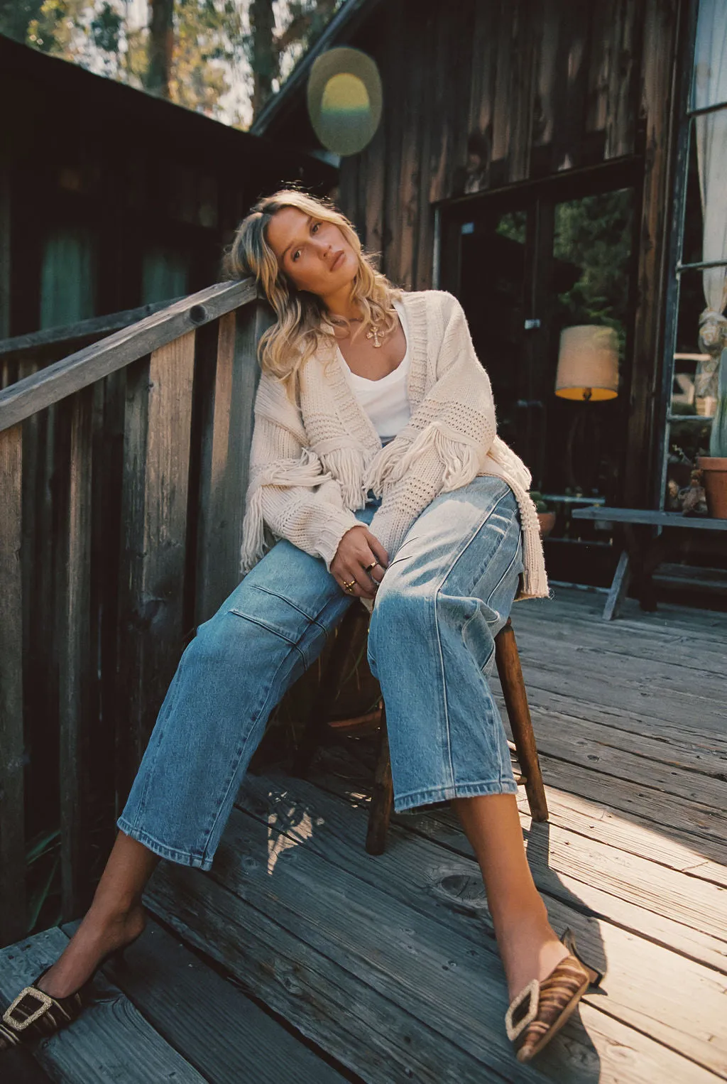 Sunny Beige Fringe Cardigan sold by 12th Tribe product image thumbnail 3