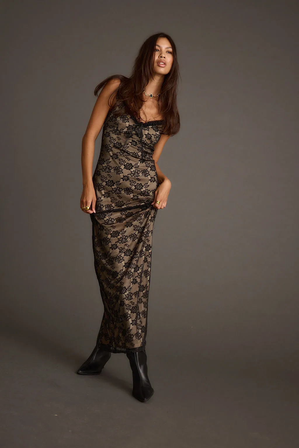 Temptation Black Lace Maxi Dress sold by 12th Tribe product image thumbnail 4