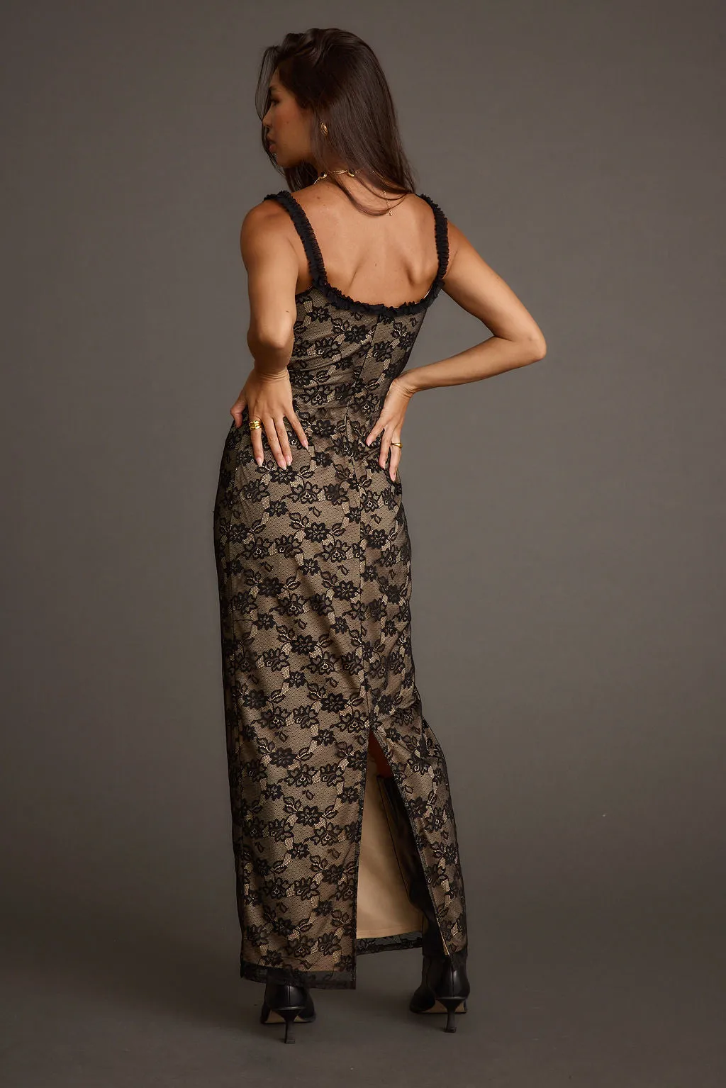 Temptation Black Lace Maxi Dress sold by 12th Tribe product image thumbnail 2