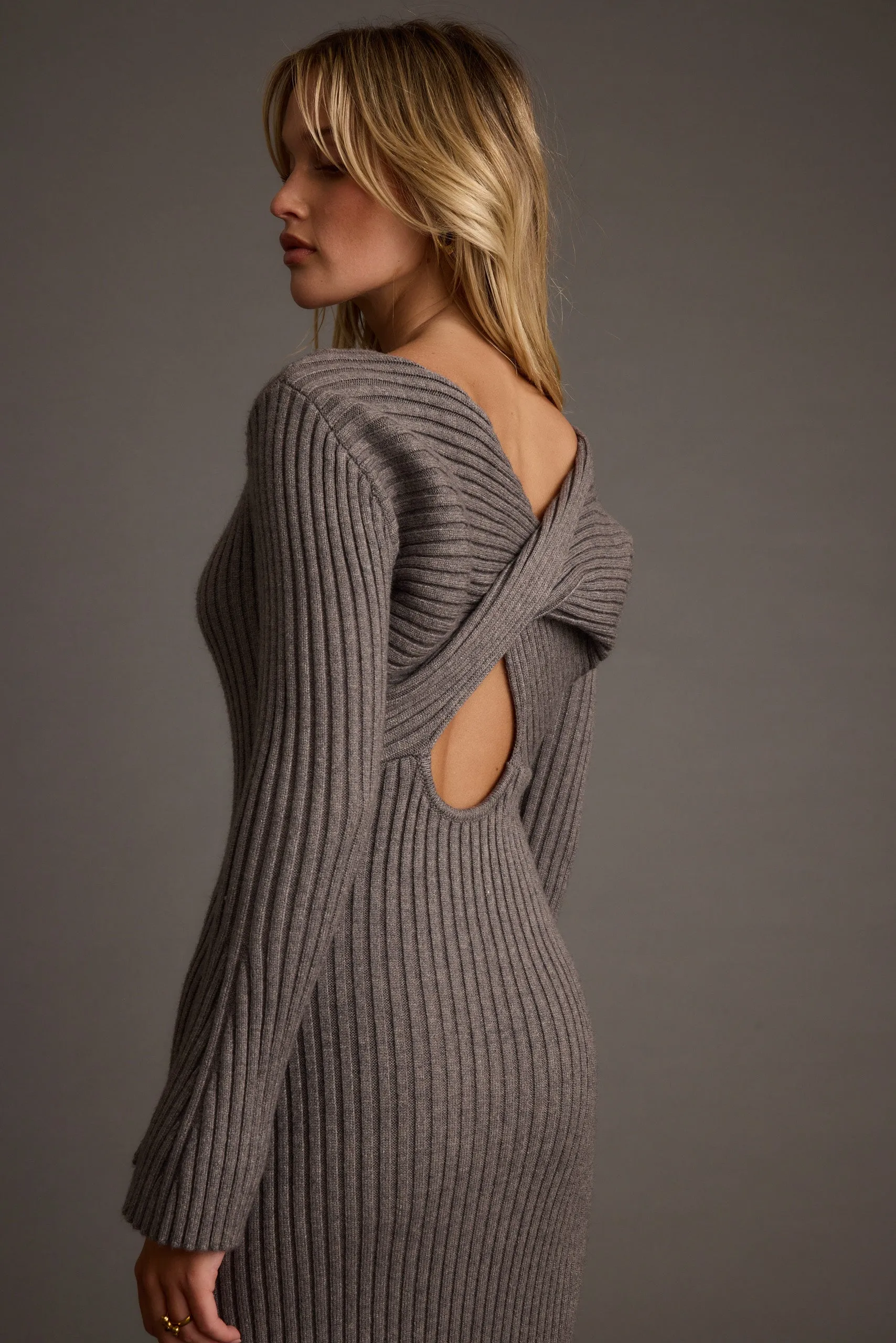 Gwyneth Grey Sweater Midi Dress sold by 12th Tribe product image thumbnail 2