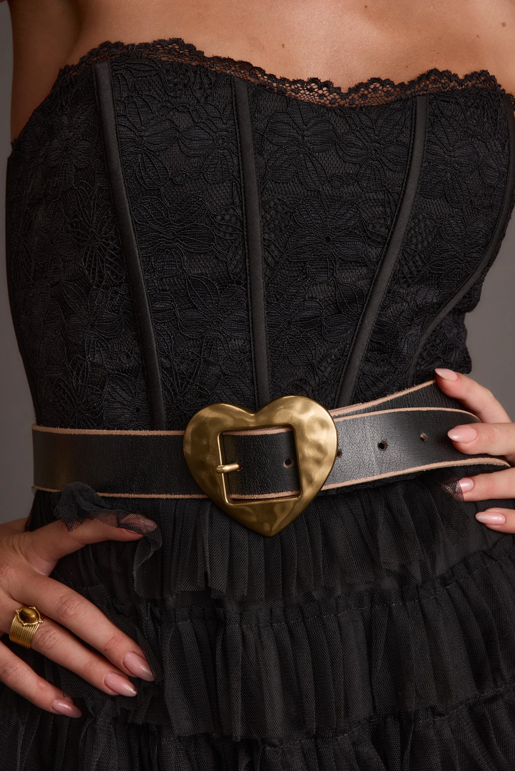 Courtney Black And Gold Heart Genuine Leather Belt sold by 12th Tribe product image thumbnail 2
