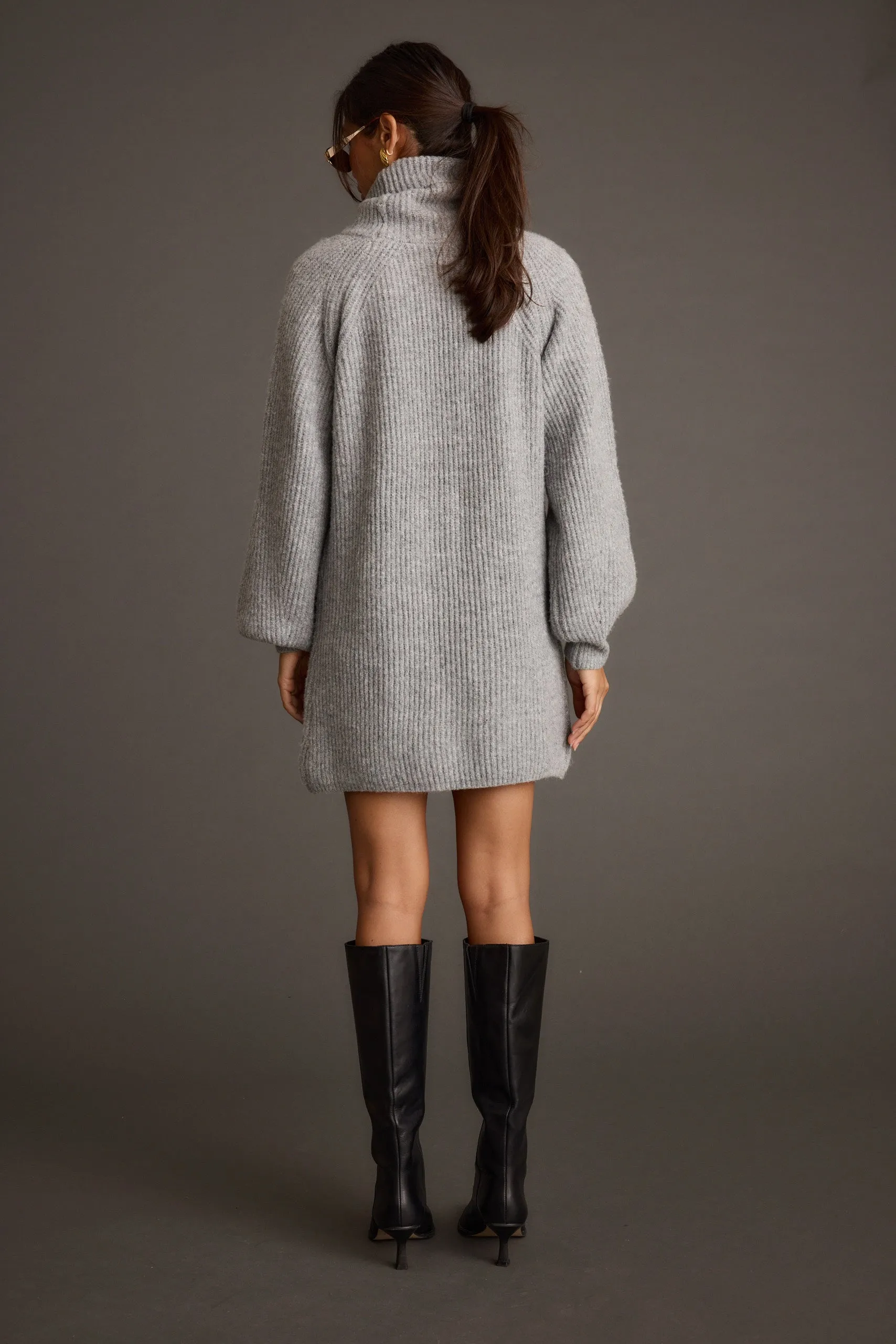 Beau Heather Grey Turtleneck Sweater Mini Dress sold by 12th Tribe product image thumbnail 2