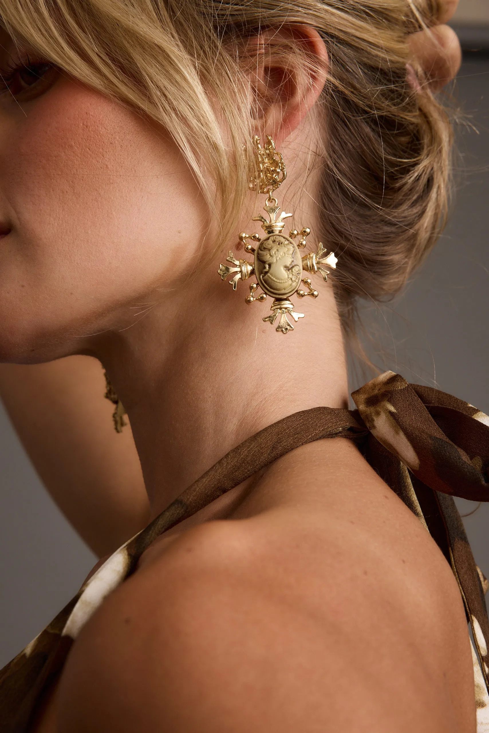 Victorian Gold Statement Earrings sold by 12th Tribe product image thumbnail 3