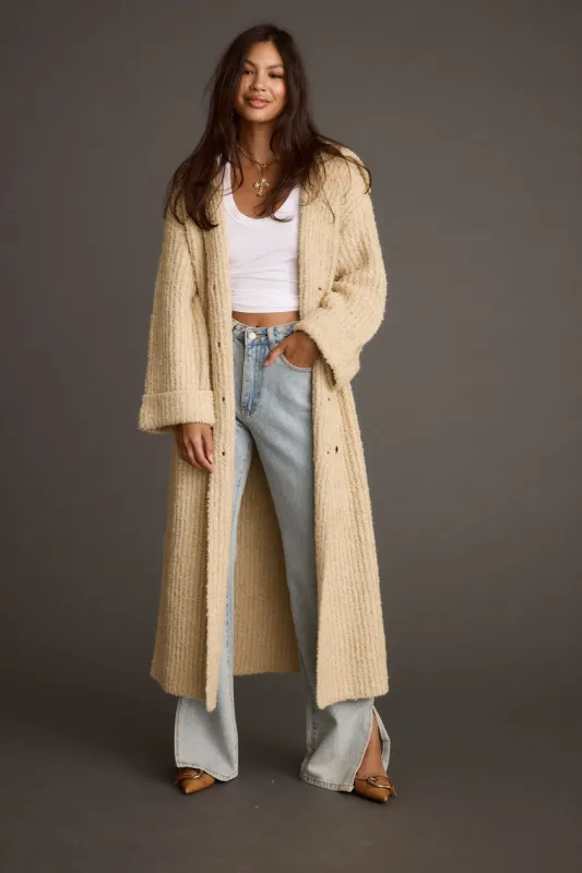 Cassia Cream Knit Long Cardigan Coat made by 12th Tribe