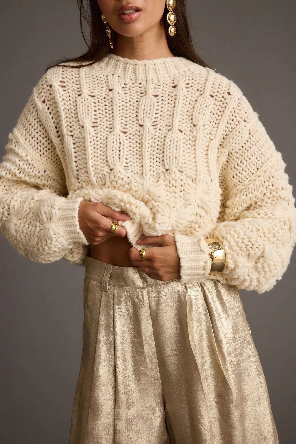 Bethany Cream Cable Knit Sweater sold by 12th Tribe product image thumbnail 3