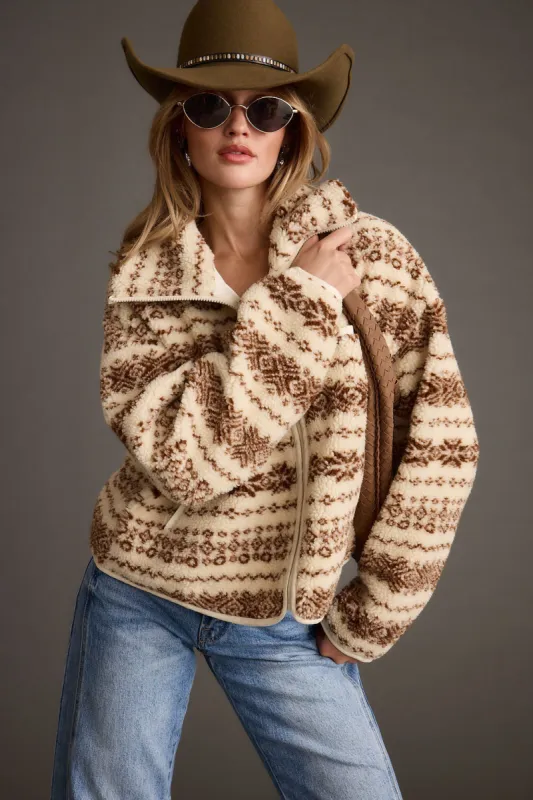 Arizona Cream Printed Sherpa Jacket made by Promesa