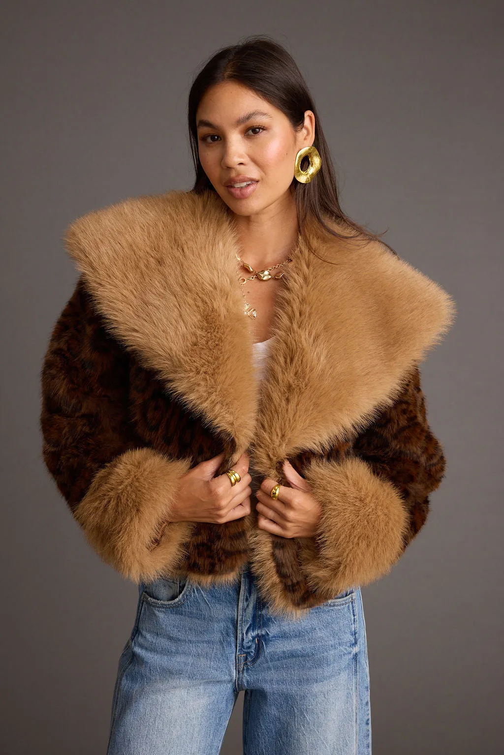 Wild Heart Leopard Faux Fur Cropped Jacket sold by 12th Tribe product image thumbnail 2